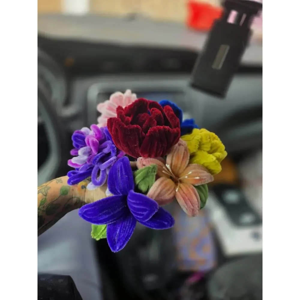 Vibrant Multicolored Handmade Pipe Cleaner Flower Bouquet